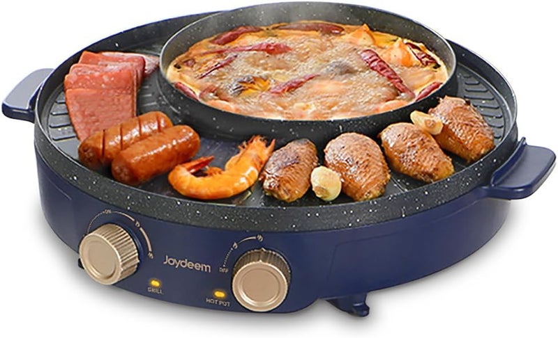 JOYDEEM Electric Grill with Shabu Shabu Hot Pot, Compact Korean BBQ Hotpot Combo Machine, 2L Hot Pot, Suitable for 1-4 People, JD-SK3407 - Image 1